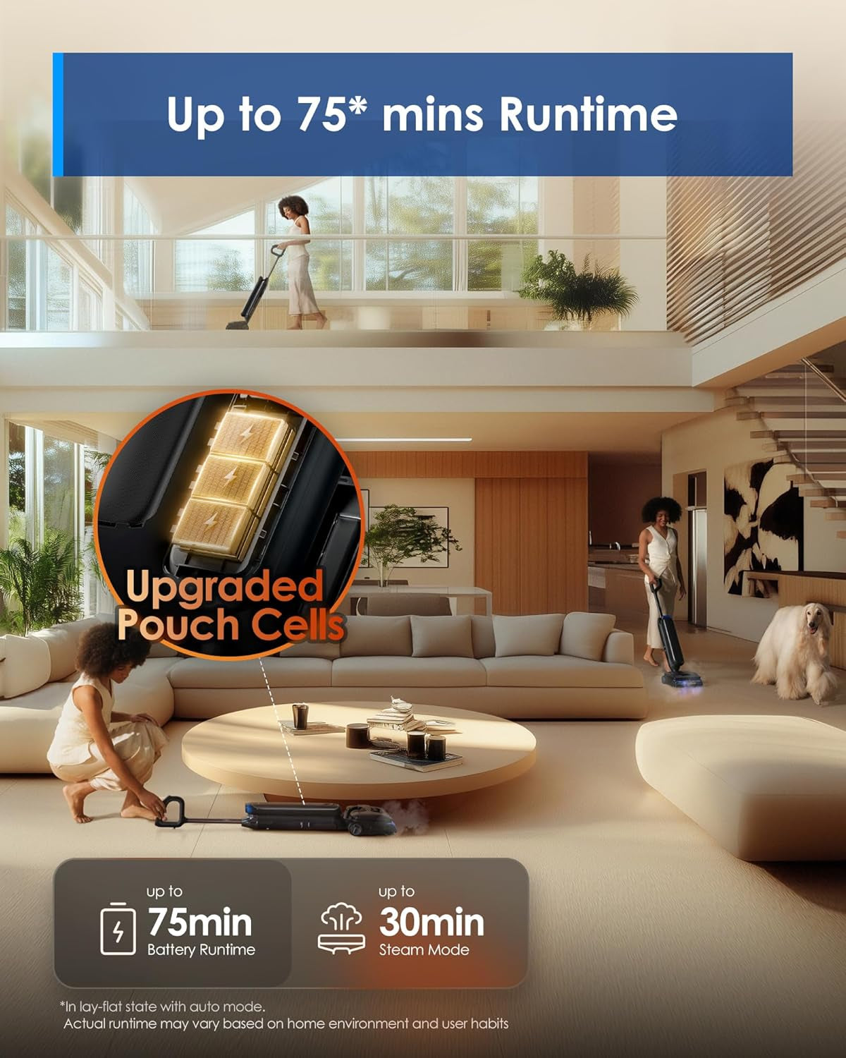 Floor One S9 Artist Steam Wet Dry Vacuum Cleaner, High-Temp Steam Cleaning, 22Kpa Suction, 360° Smoothdrive, Anti-Tangle Design, 185°F Flashdry, Long Runtime, 180° Lay-Flat