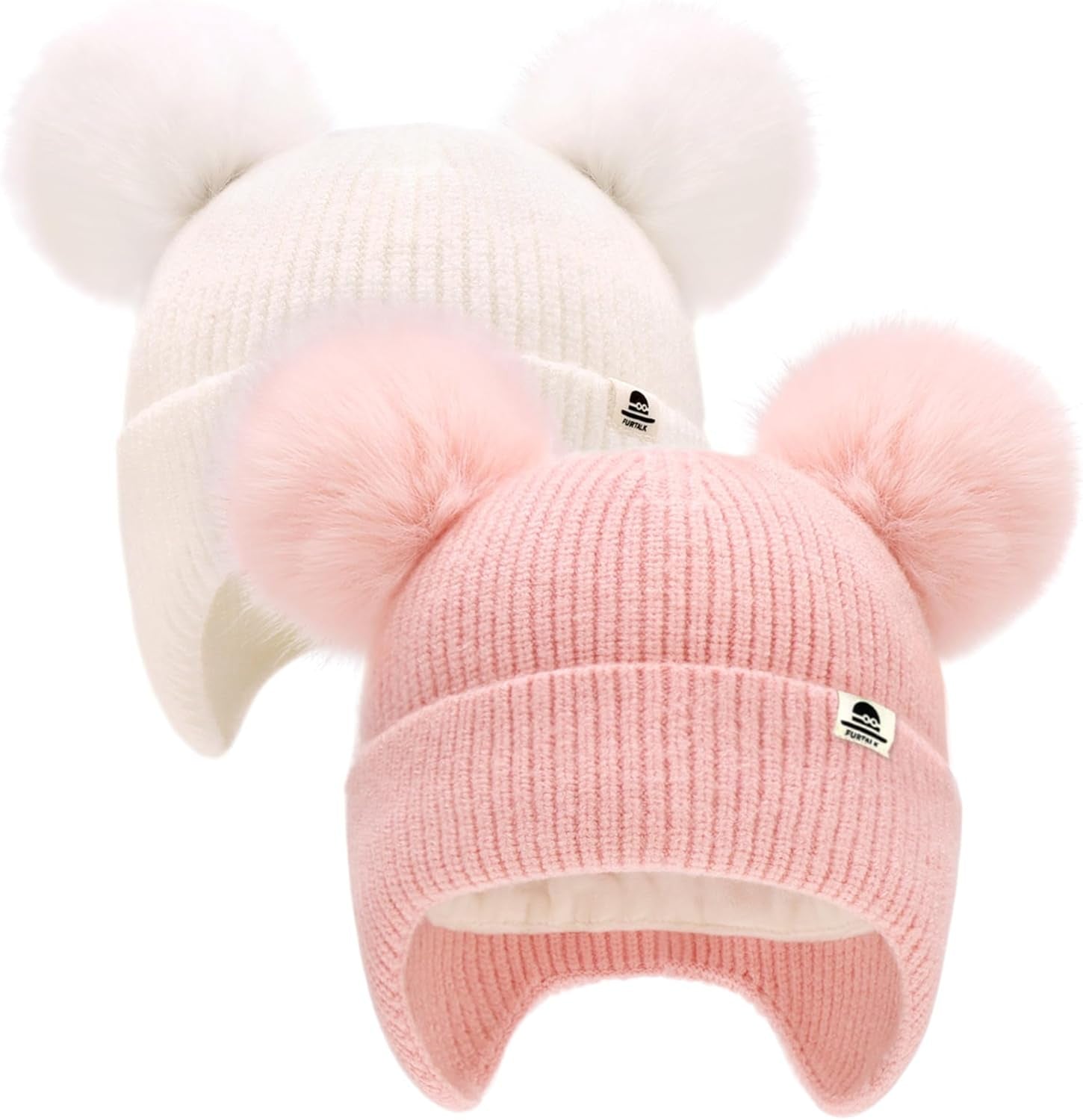 Baby Toddler Winter Hat Pom Pom Beanie Girls Boys with Fleece Lined Kids Warm Cap