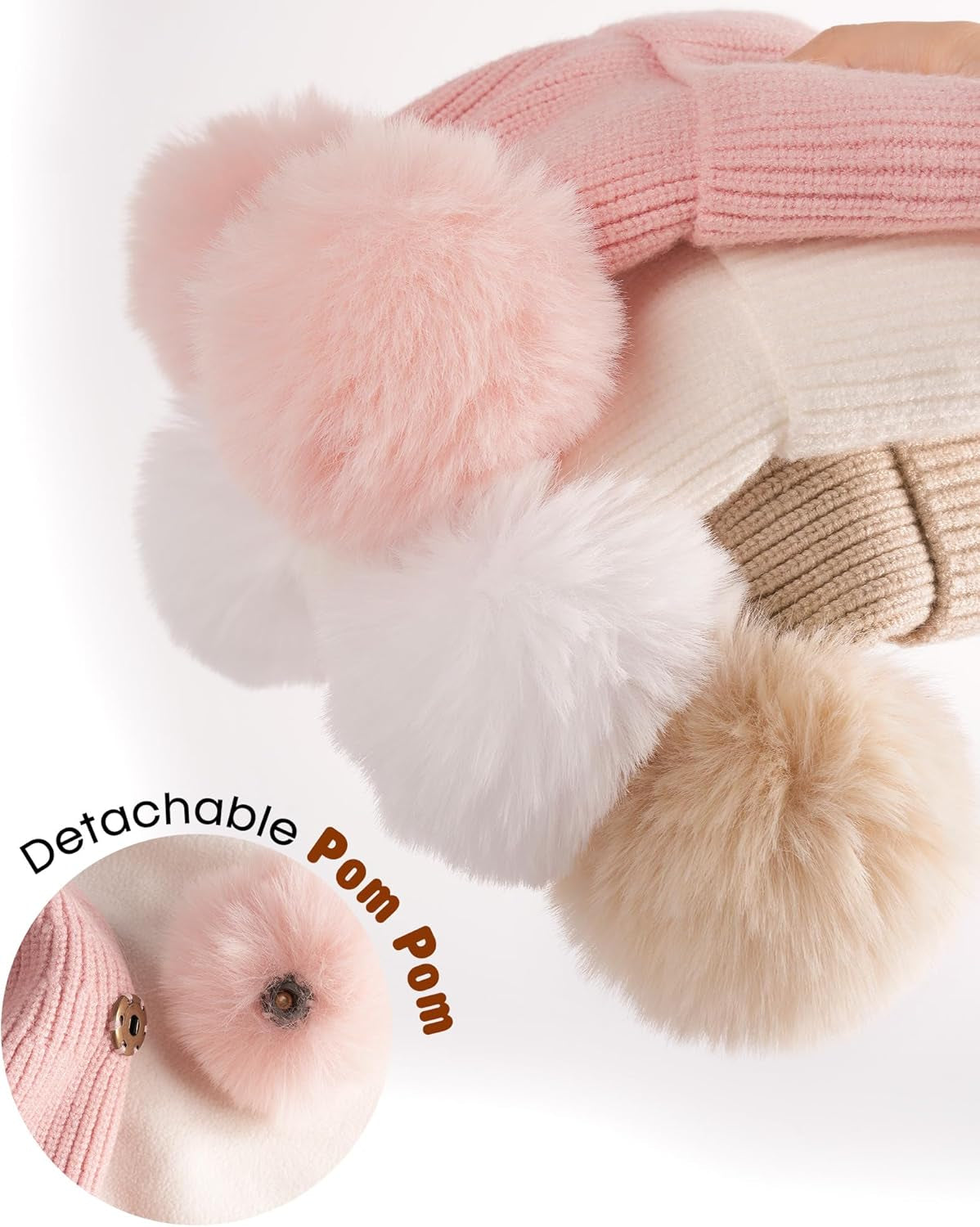 Baby Toddler Winter Hat Pom Pom Beanie Girls Boys with Fleece Lined Kids Warm Cap