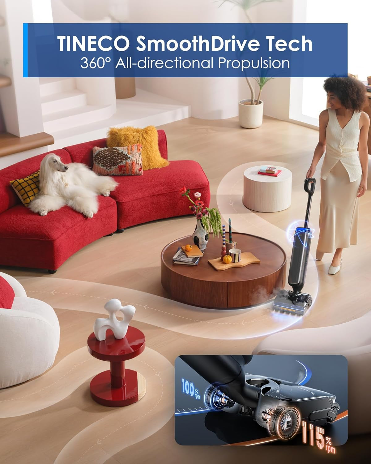 Floor One S9 Artist Steam Wet Dry Vacuum Cleaner, High-Temp Steam Cleaning, 22Kpa Suction, 360° Smoothdrive, Anti-Tangle Design, 185°F Flashdry, Long Runtime, 180° Lay-Flat