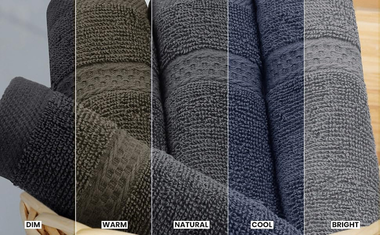 8 Piece Premium Towel Set, 2 Bath, 2 Hand, and 4 Wash Cloths, 600 GSM 100% Ring Spun Cotton, Highly Absorbent Towels for Bathroom, Gym, Hotel, and Spa, Grey