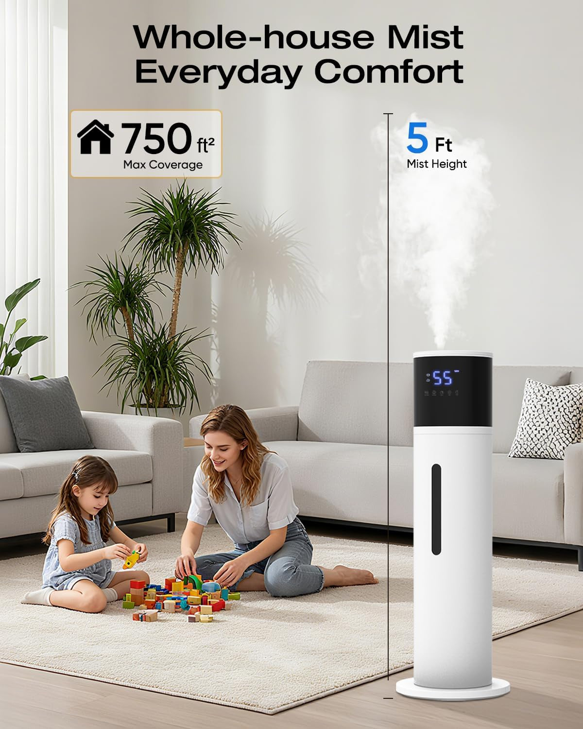 13L Humidifier Large Room, 100H Runtime 28 Db Quiet Cool Mist Air Humidifier for Bedroom, Baby Nursery, Living Room