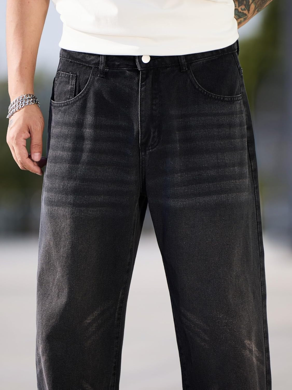 Men'S Baggy Jeans Y2K Vintage Wide Leg Denim Pants Hip Hop Skater Jeans Loose Fit Trousers 2000S Streetwear