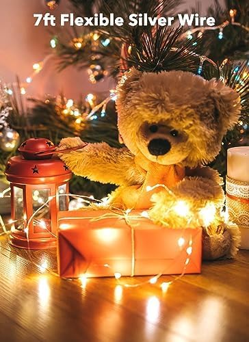 12 Pack LED Fairy Lights Battery Operated String Lights - 7Ft 20LED Waterproof Silver Wire Firefly Starry Moon Lights for DIY Crafts Wedding Table Centerpieces Party Bedroom Christmas