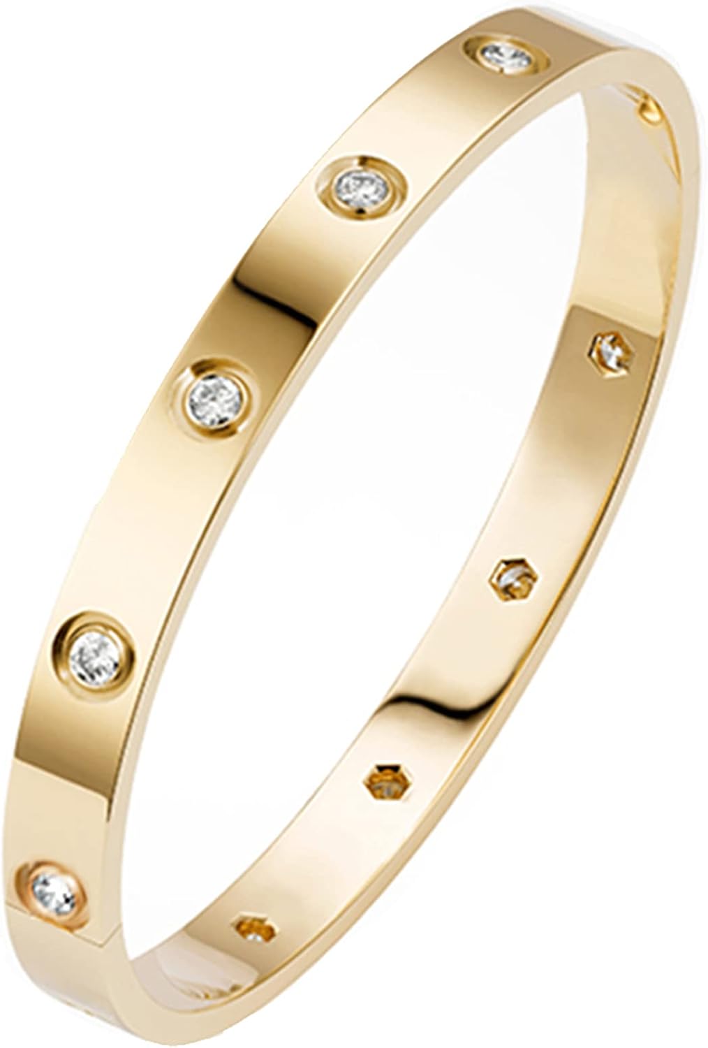 18K Gold-Plated Love Friendship Bracelets Trendy Stainless Steel Bangle Jewelry Gifts for Women