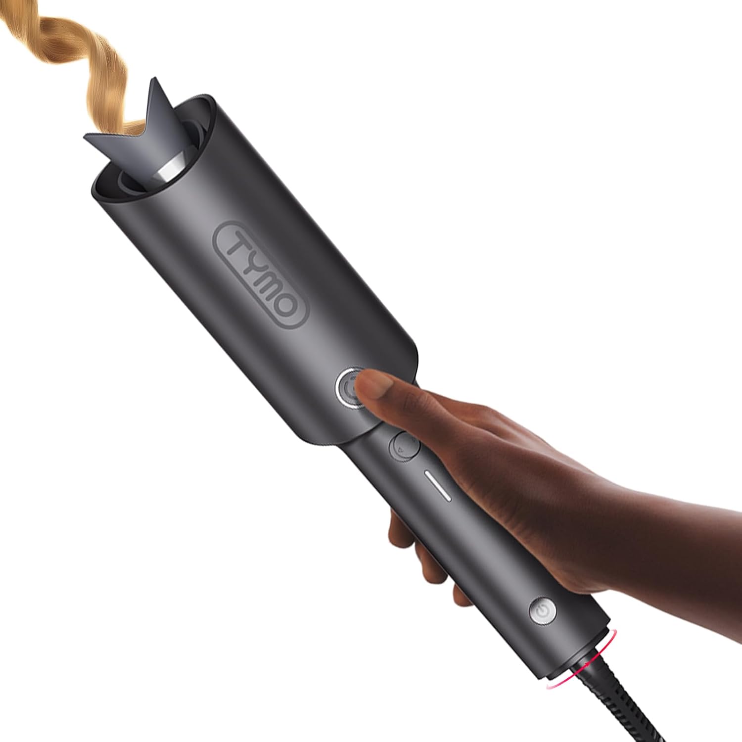 Automatic Rotating Curling Iron -  CURLPRO Beach Waves Curling Wand, Portable Hair Curler, 500 Million Ionic, Dual Voltage & Lightweight for Travel, Ceramic Coating, 1 Inch, Metallic Gray