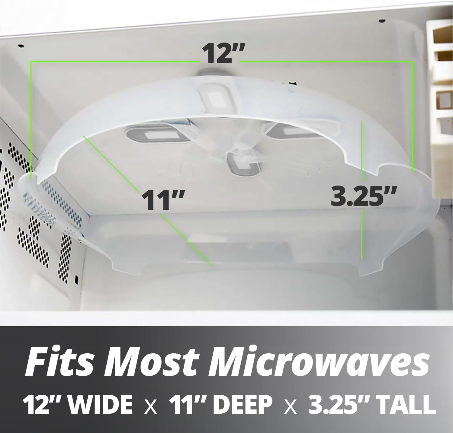 Magnetic Splatter Cover, 12-Inch Clear Bpa-Free Food Lid, Vented Plate Guard with Steam Vents, Anti-Splash Microwave Lid, Dishwasher Safe, Space-Saving Magnetic Storage - Gray