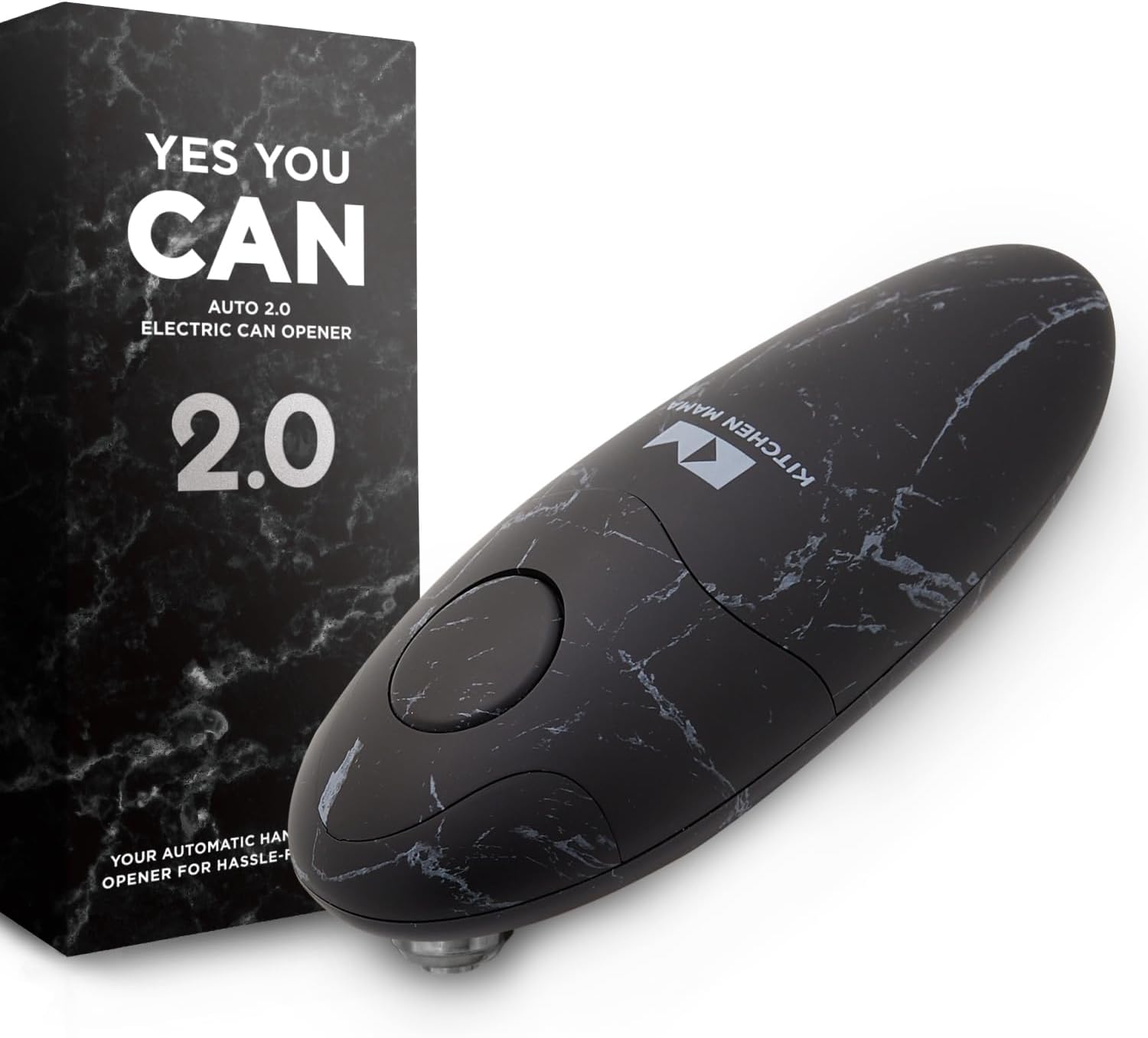 Auto 2.0 Electric Can Opener: Blade Opens Almost Any Can Pop or Soda Can - Automatic, Hands Free, Safe, Smooth Edge, Lid Remover, Battery Operated, Cordless, YES YOU CAN (Marble Black)