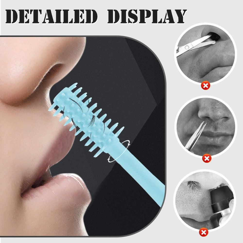 2025 Upgraded Nasal Hair Cutter, 2-In-1 Professional Nostril Hair Remover Tool, Sharp & Safe Double Sided Knife, 360° Rotating Nose Hairs Removal Trimmer Travel Essentials (Blue, 12PCS)