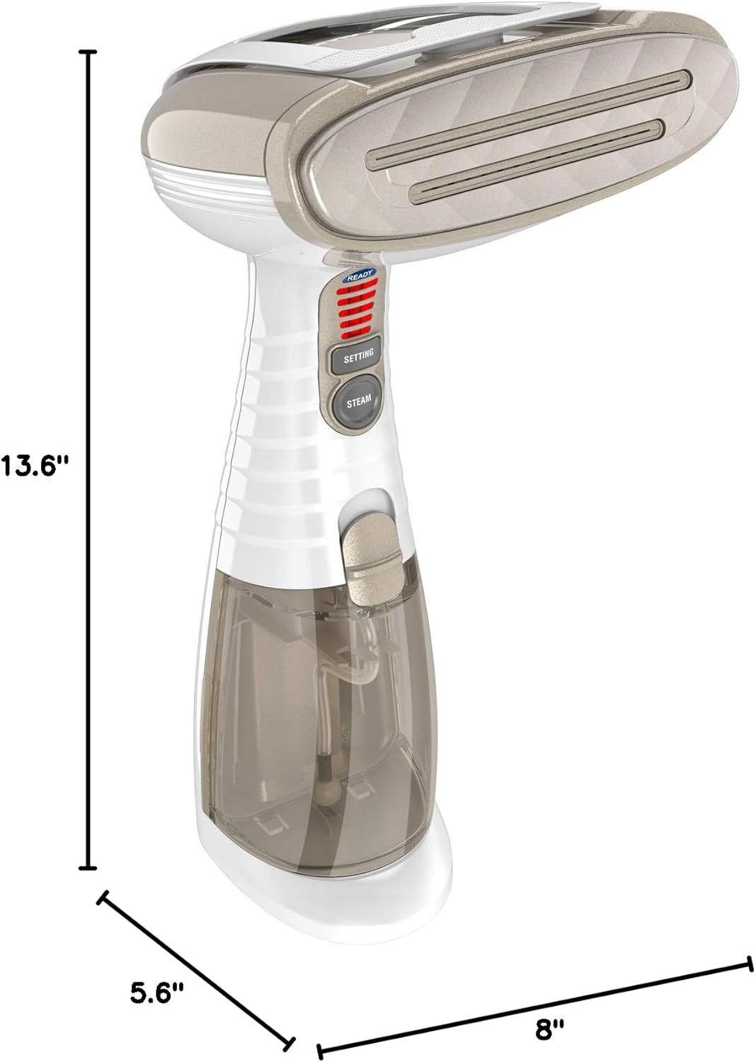 Handheld Garment Steamer for Clothes, Turbo Extremesteam 1875W Fabric Steamer, Portable Handheld Design, Strong Penetrating Steam, White/Champagne
