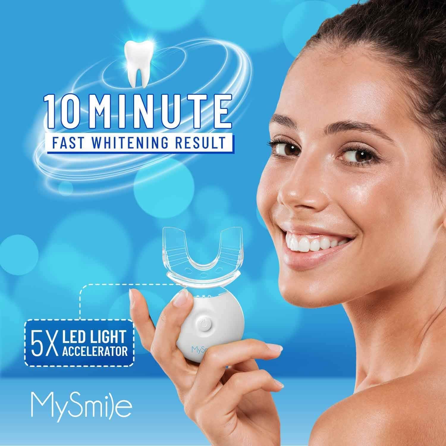 Teeth Whitening Kit with LED Light, 10 Min Non-Sensitive Fast Teeth Whitener with 3 Carbamide Peroxide Whitening Gel, Helps to Remove Stains from Coffee, Smoking, Wines, Soda, Food