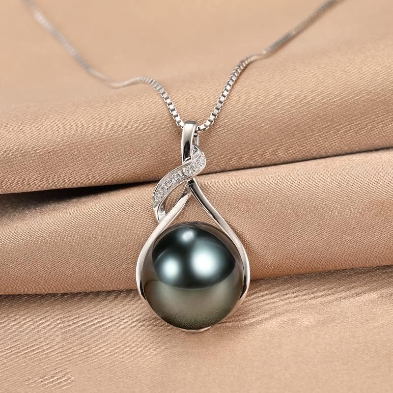 Gifts for Women Wife-Tahitian-Black-Pearl-Necklace-Gift for Wife Wedding Birthday Anniversary Jewelry-Mom Girlfriend Her Mothers Day Gifts for Mom Women Valentines Christmas Day