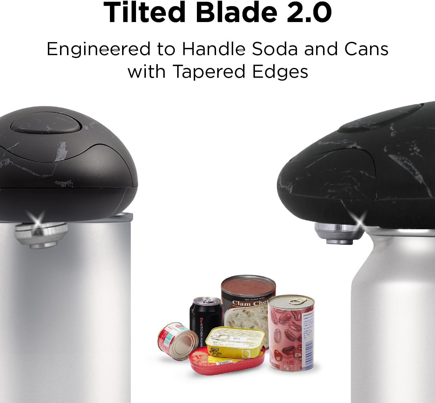 Auto 2.0 Electric Can Opener: Blade Opens Almost Any Can Pop or Soda Can - Automatic, Hands Free, Safe, Smooth Edge, Lid Remover, Battery Operated, Cordless, YES YOU CAN (Marble Black)