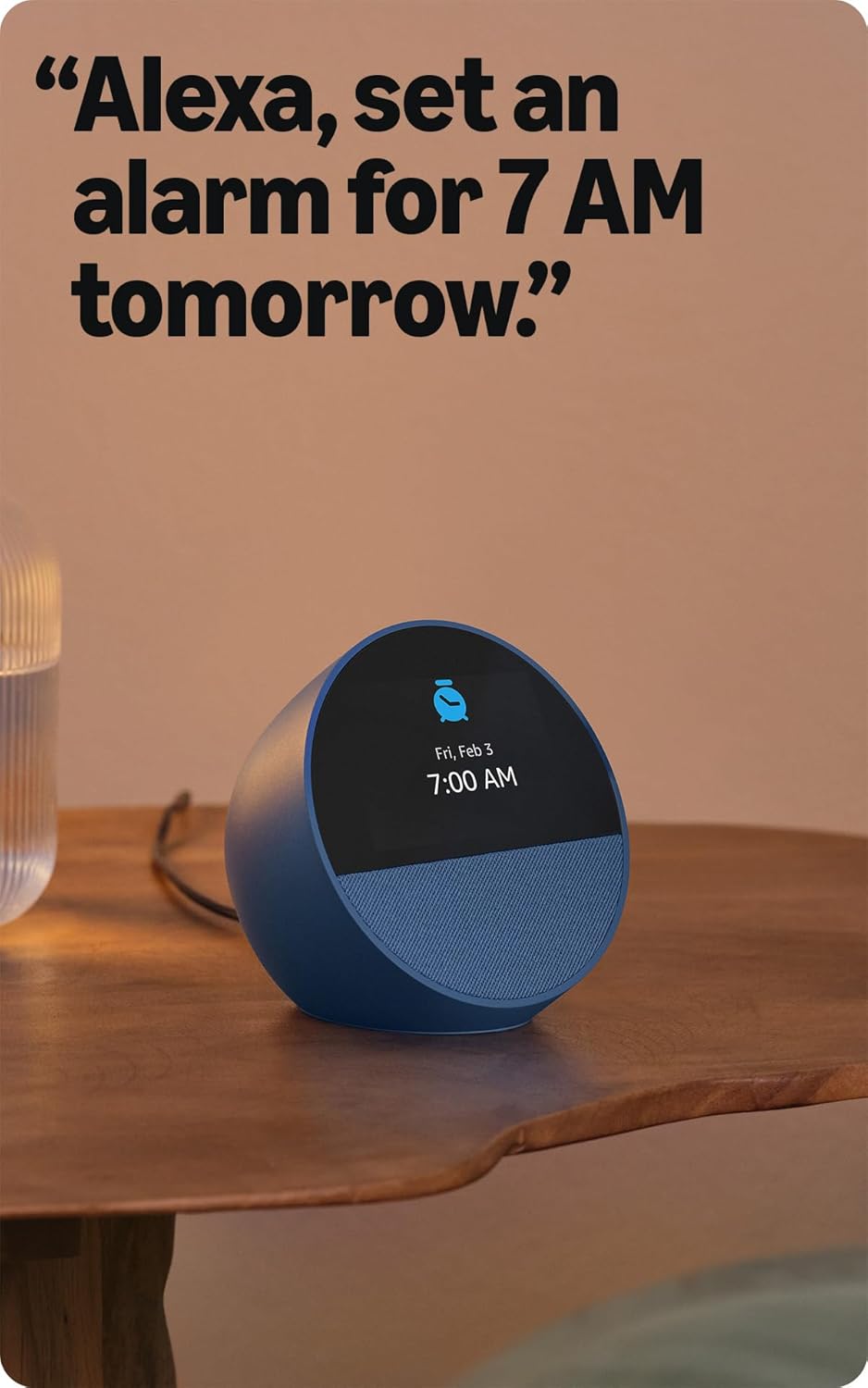 Echo Spot (Newest Model), Great for Nightstands, Offices and Kitchens, Smart Alarm Clock with Alexa, Glacier White