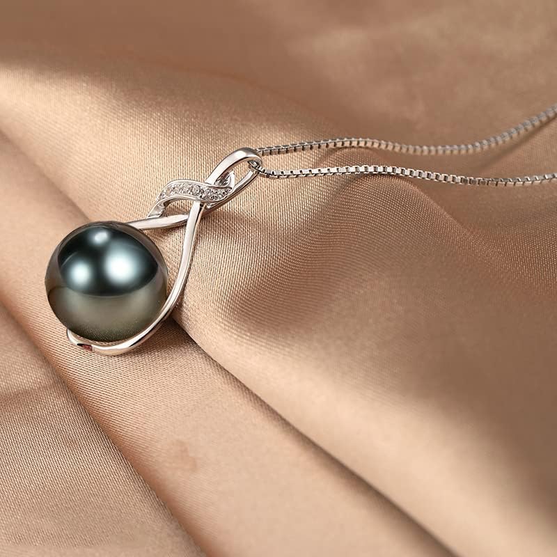 Gifts for Women Wife-Tahitian-Black-Pearl-Necklace-Gift for Wife Wedding Birthday Anniversary Jewelry-Mom Girlfriend Her Mothers Day Gifts for Mom Women Valentines Christmas Day
