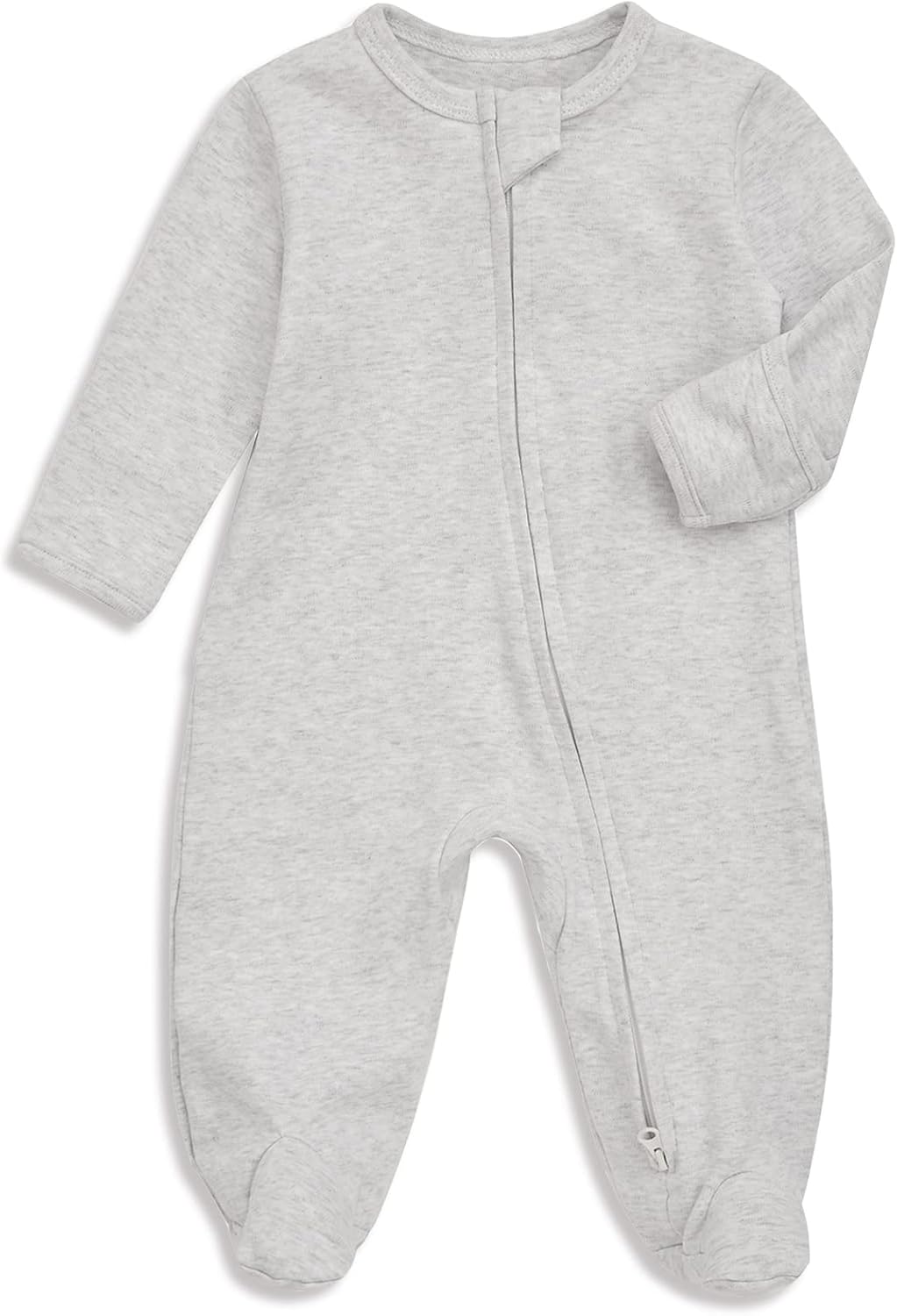 Baby Footie Pajama with Mitten Cuffs, Double Zipper Infant Cotton Clothes Sleeper Pjs, Footed Sleep Play