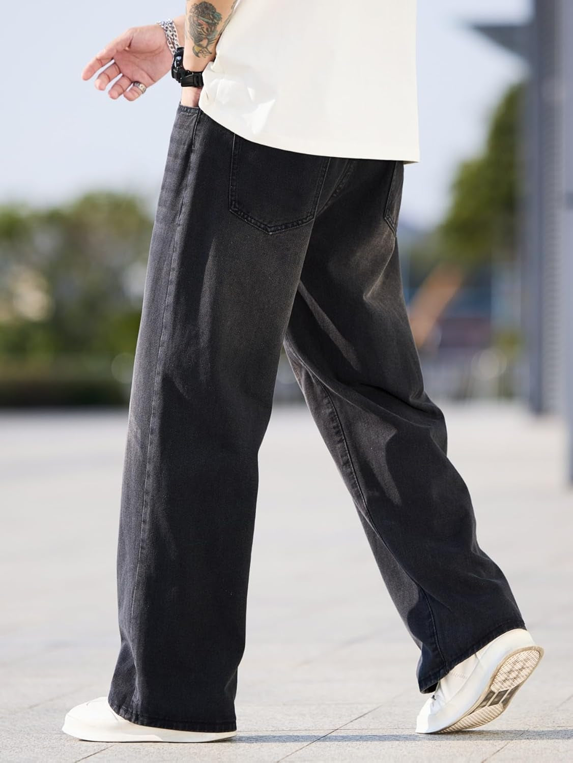 Men'S Baggy Jeans Y2K Vintage Wide Leg Denim Pants Hip Hop Skater Jeans Loose Fit Trousers 2000S Streetwear