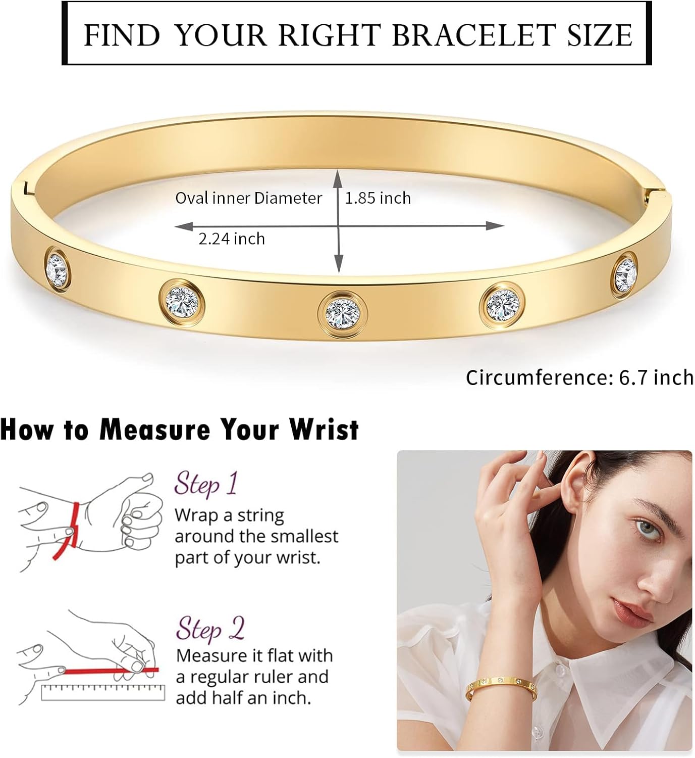 18K Gold-Plated Love Friendship Bracelets Trendy Stainless Steel Bangle Jewelry Gifts for Women