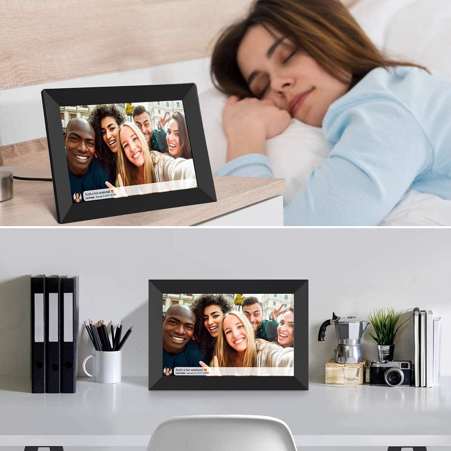 32GB FRAMEO 10.1 Inch Smart Wifi Digital Photo Frame 1280X800 IPS LCD Touch Screen, Auto-Rotate Portrait and Landscape, Built in 32GB Memory, Share Moments Instantly via Frameo App from Anywhere
