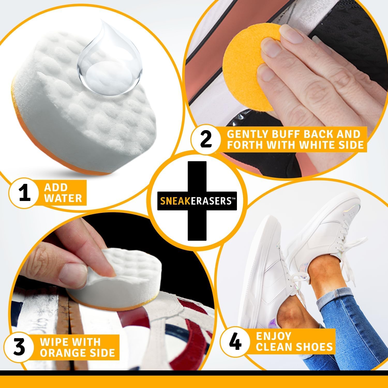 Instant Sneaker Cleaner, Premium Shoe Cleaning Kit for Sneakers, Dual-Sided Sponges, Effective for Tennis Shoes & Women Men Sneakers, Gentle Rub Design (10 Pack)