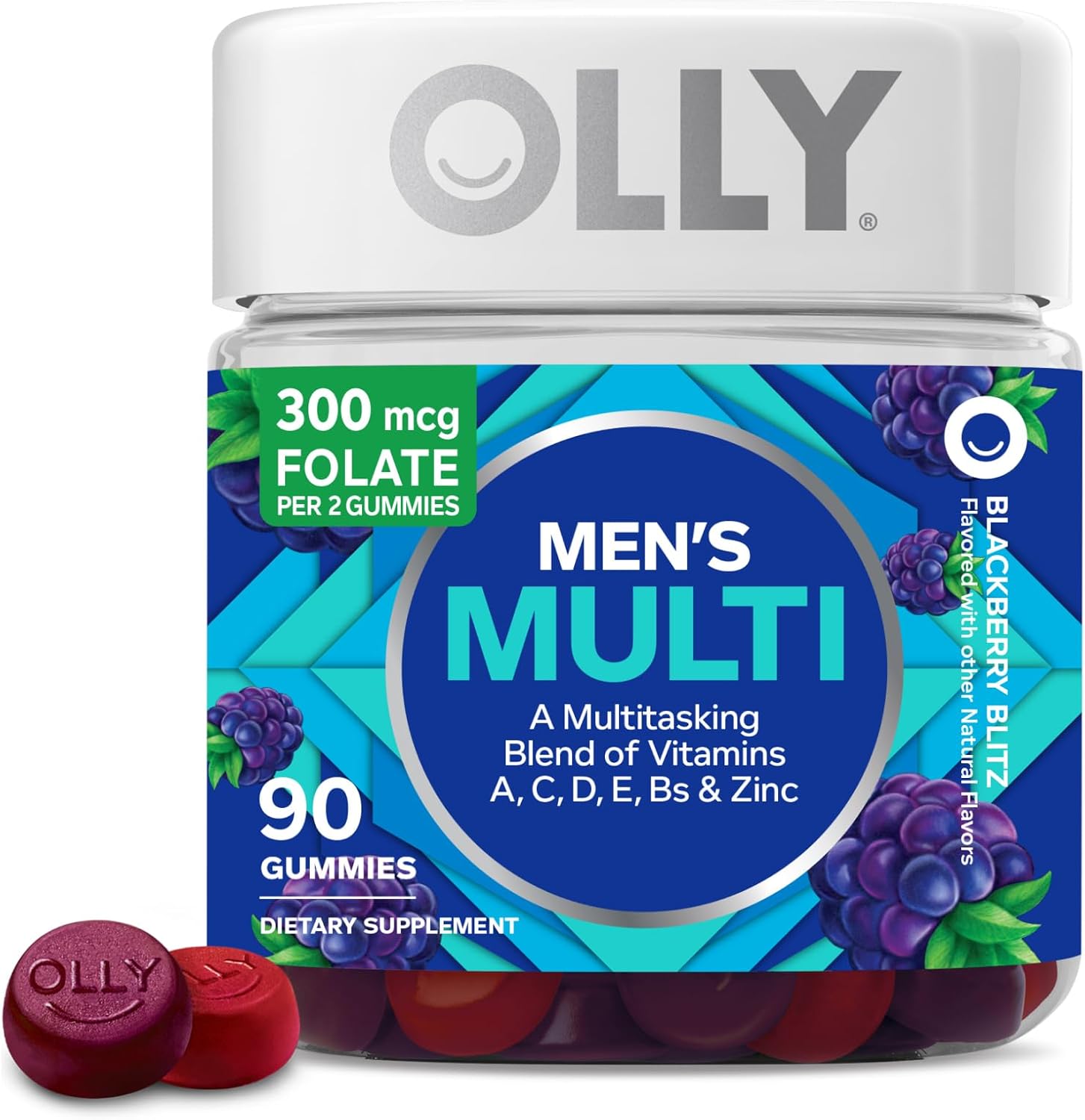 Men'S Multivitamin Gummy, Vitamins A, C, D, E, B, Zinc, Blackberry Flavor, 45 Day Supply - 90 Count