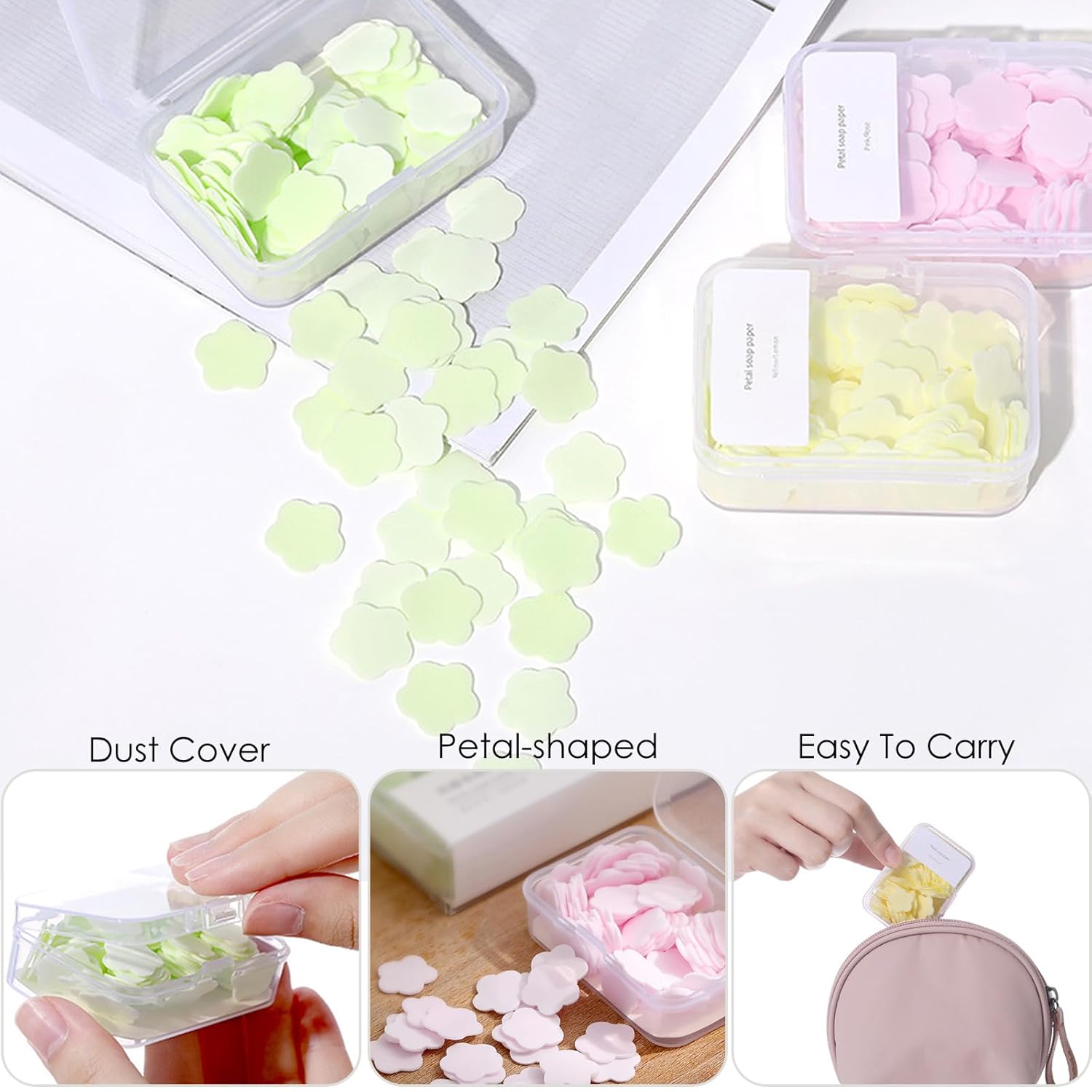 300Pcs Portable Hand Washing Soap Sheets, Scented Mini Soap Sheets, Disposable Soluble Soap for Outdoor Travel, Camping, Hiking (Mix)