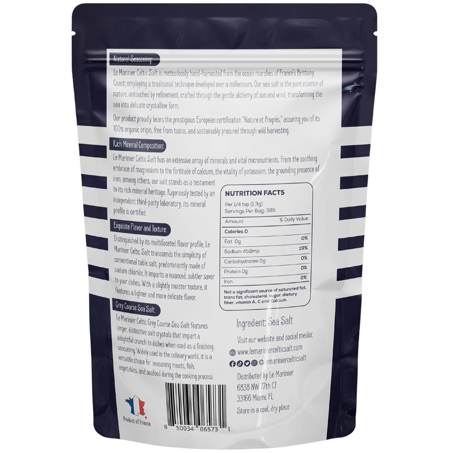 Celtic Salt Organic Grey Coarse, 1.1Lb - 18Oz. Mineral Rich 100% Natural and Unrefined French Sea Salt Organic. Hand Harvested Mineral Sea Salt, Sel Gris (1.1Lb Grey Coarse)