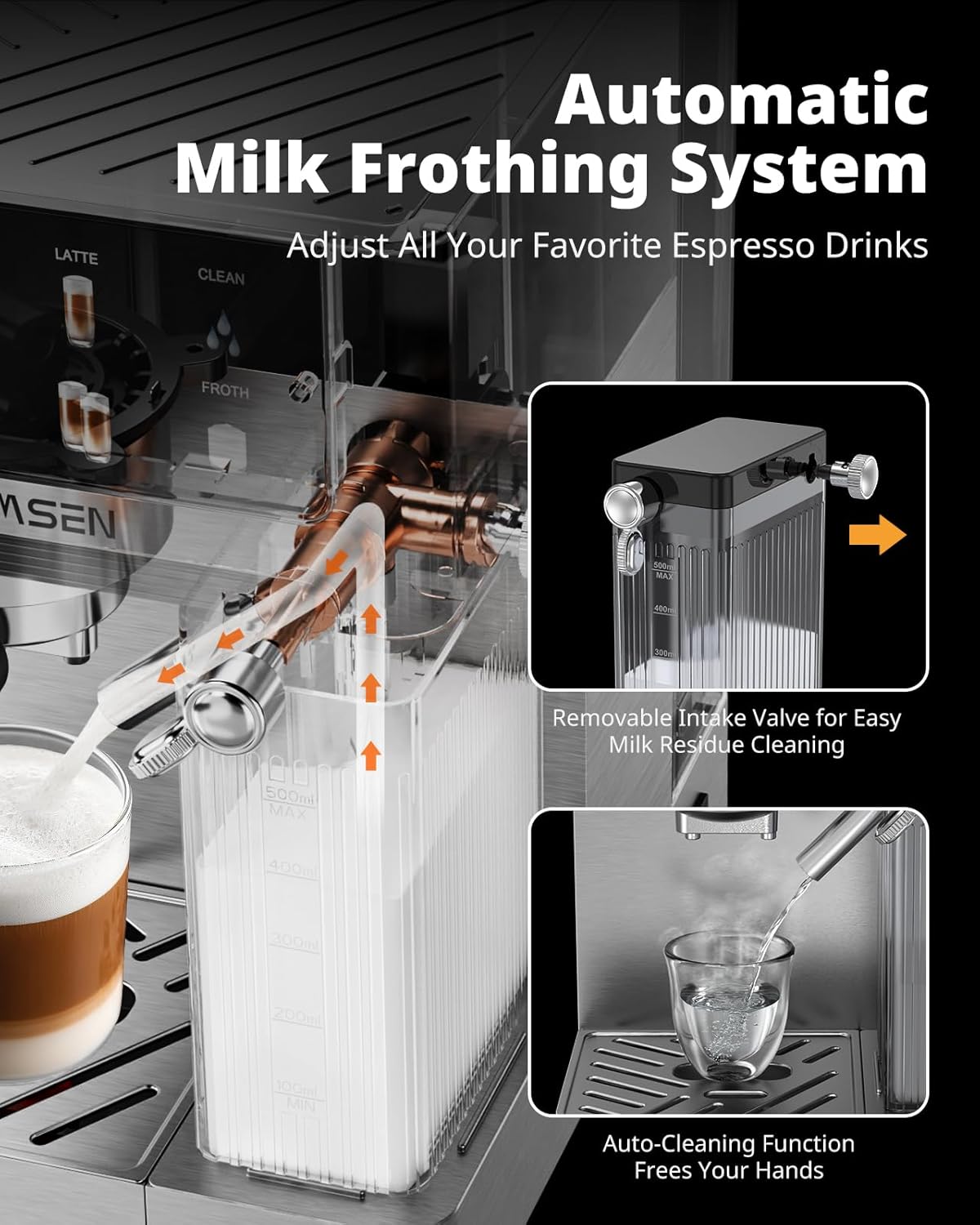 20 Bar Espresso Machine with Automatic Milk Frother, Cappuccino & Latte Coffee Maker with Quick Brew Dual Boiler (1350W + 1000W), Stainless Steel, 60Oz Water Tank, Touchscreen