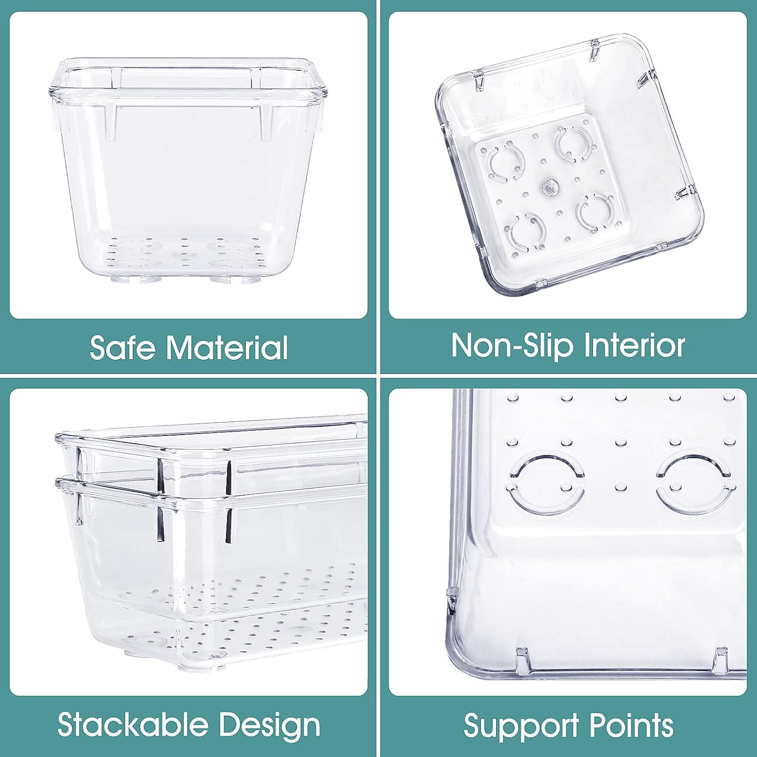 25 PCS Clear Plastic Drawer Organizer Set, 4 Sizes Desk Drawer Divider Organizers and Storage Bins for Makeup, Jewelry, Gadgets for Kitchen, Bedroom, Bathroom, Office