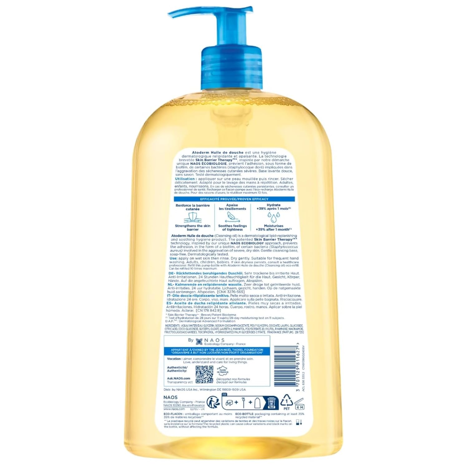 Atoderm Shower Oil, Cleansing Oil for Face & Body, Nourishing Cleansing Oil for Dry to Atopic Sensitive Skin for Softer & Smooth Skin for Your Whole Family