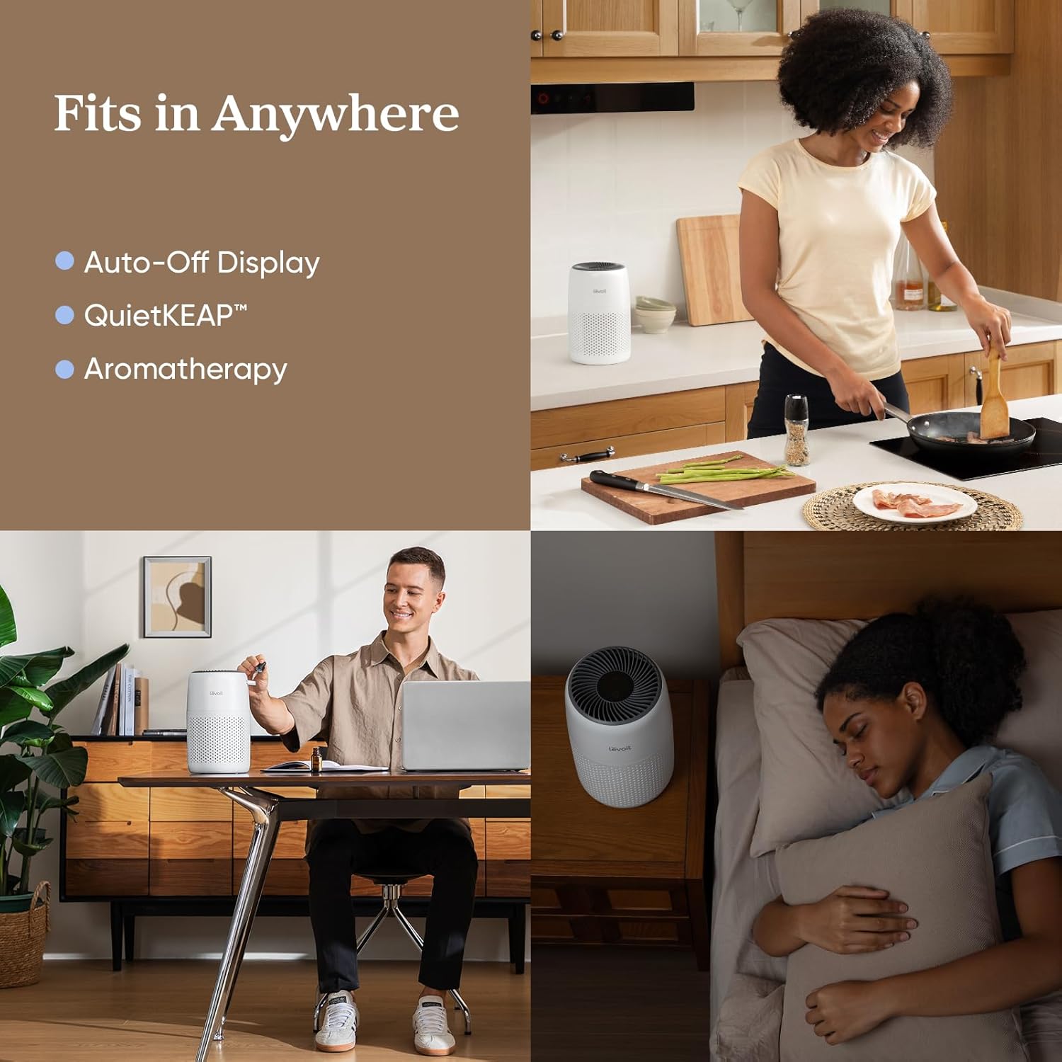 Air Purifiers for Bedroom Home Dorm, 3-In-1 Filter Cleaner with Fragrance Sponge for Better Sleep, Filters Smoke, Allergies, Pet Dander, Odor, Dust, Office, Desktop, Core Mini-P, White