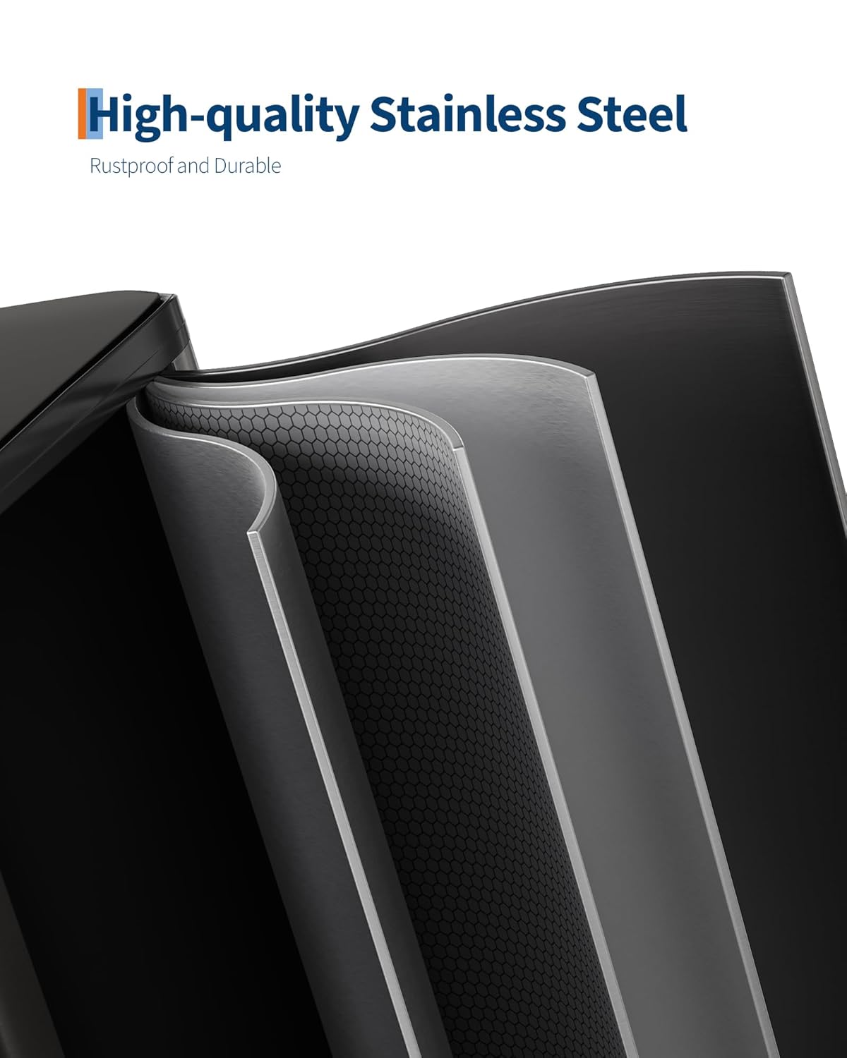 2 X 10.6 Gal Stainless Steel Double Trash Can with Lid for Kitchen, Large Dual Trash and Recycle Bin Combo, Step-On Kitchen Metal Garbage Cans, PP Inner Buckets, Liner Rim, Matte Black