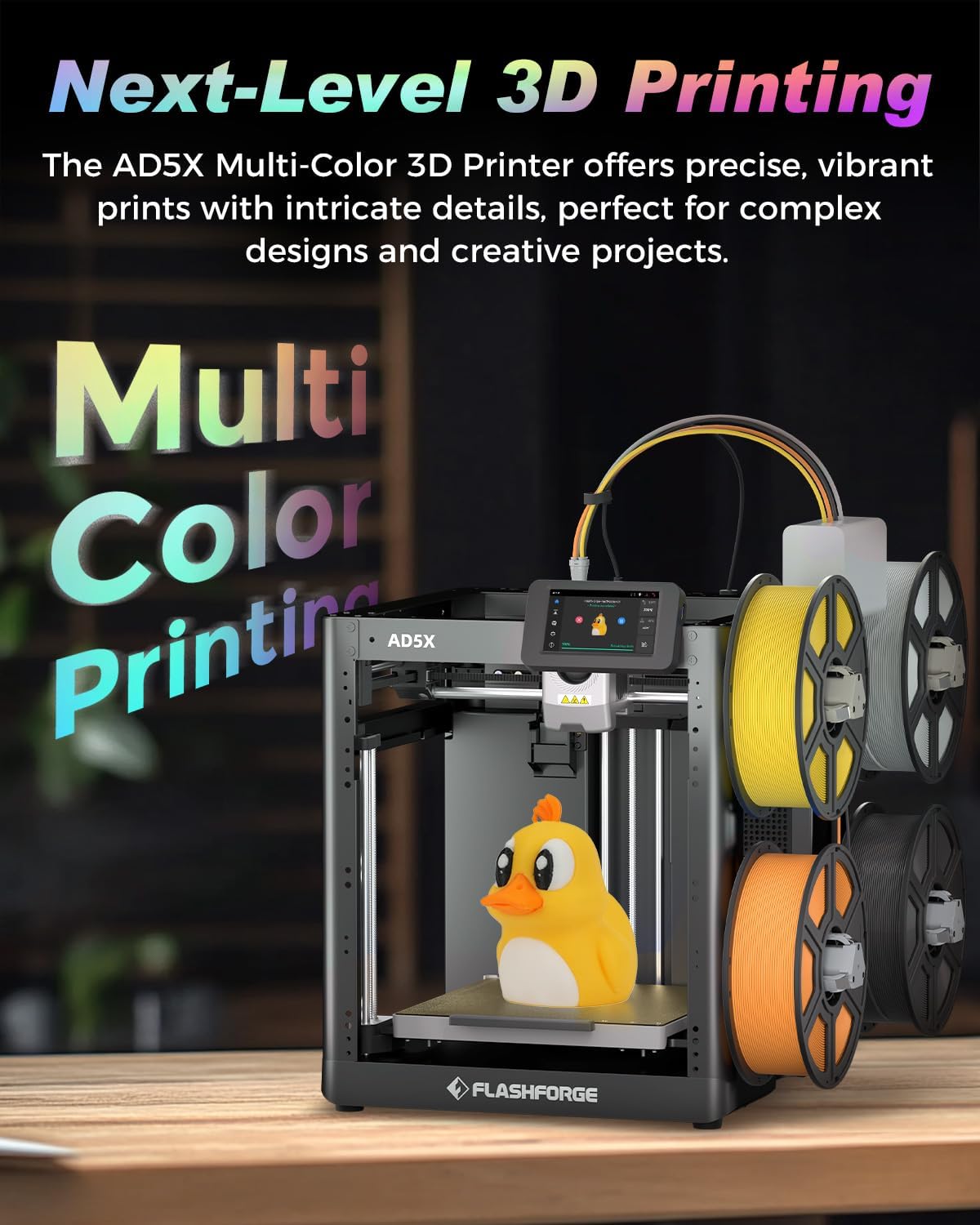 AD5X Multi-Color 3D Printer, Corexy 600Mm/S High-Speed, 1-Click Auto Leveling, 300°C Direct Drive Extruder, 220X220X220Mm Build Volume, Ideal for Precision and Efficiency