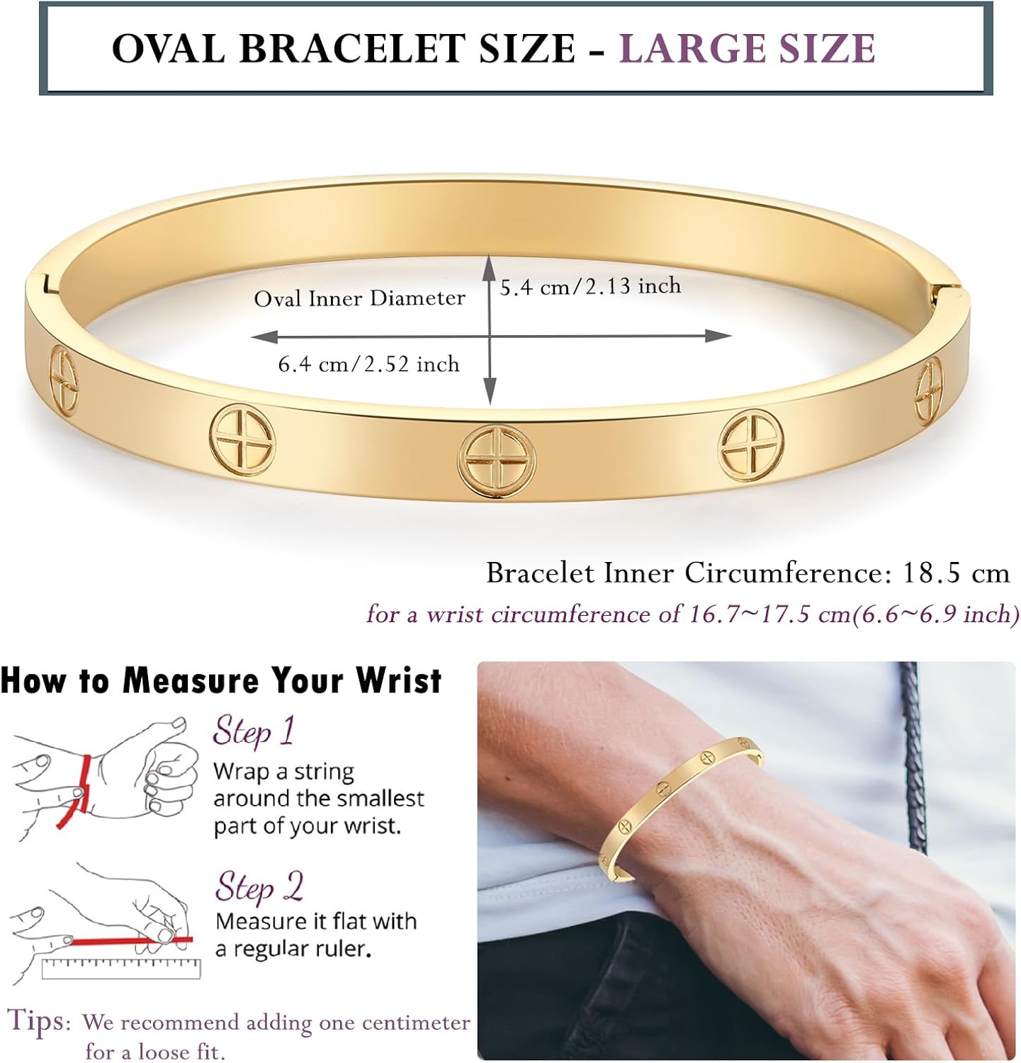 18K Gold-Plated Bracelets for Women Friendship Love Bangle Bracelets Stainless Steel Bracelet Jewelry Birthday Gifts for Women Stocking Stuffers