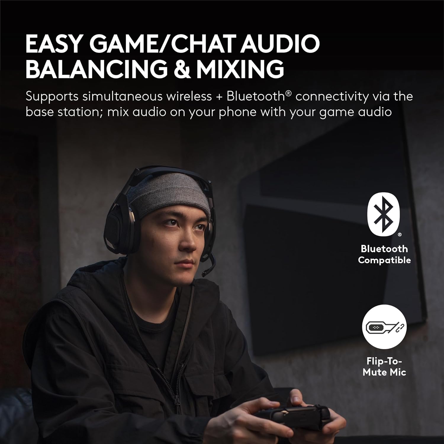 Astro A50 X Omni-Platform Wireless Gaming Headset + Base Station for PS5, Xbox, PC: PLAYSYNC Video & Audio Switcher, HDMI 2.1 4K 120Hz VRR, <24 Bit/48 Khz, 24Hr Battery, 2.4Ghz & BT - Black