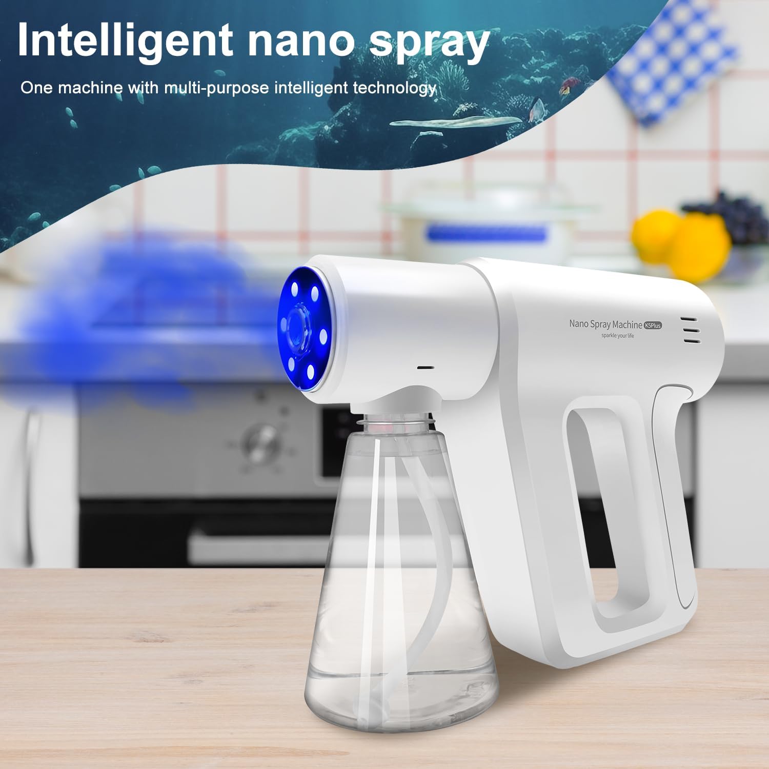 Atomizer Sprayer,Rechargeable ULV Nano Sprayer with Blue Light,Electrostatic ULV Atomizer Sprayer,Electrostatic Portable Sprayer