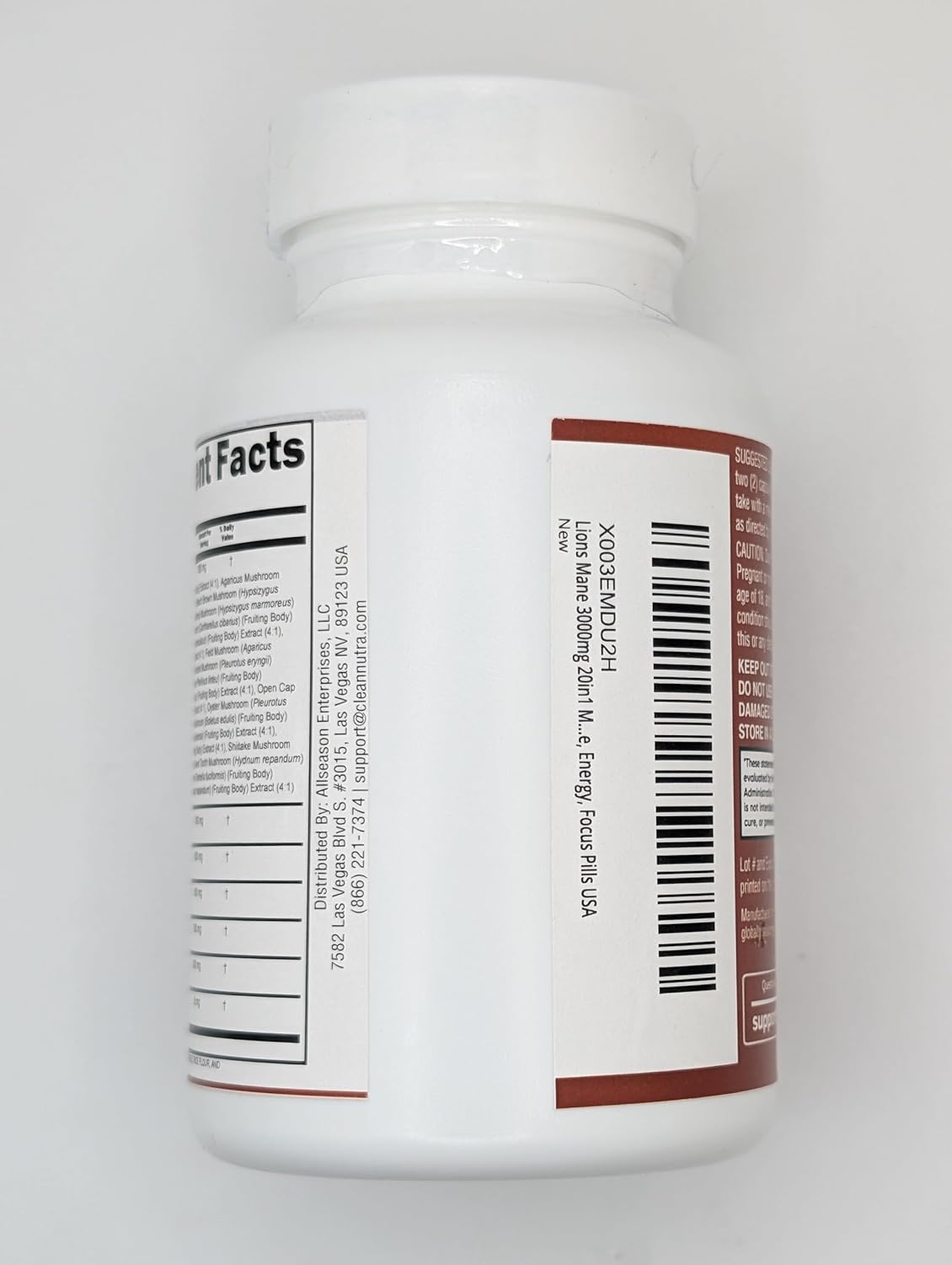 Lions Mane 20In1 Mushroom Supplement with Turkey Tail Reishi Cordyceps Chaga Maitake Meshima Poria Cocos Shiitake Oyster Porcini Enoki - 1 Pack