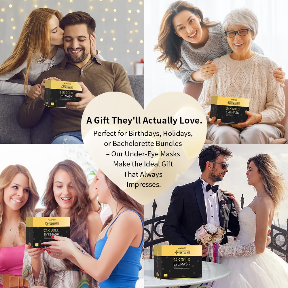 24K Gold under Eye Patches (30 Pairs), Eye Mask, Collagen Skin Care Products, Eye Patches for Puffy Eyes, Eye Masks for Dark Circles and Puffiness