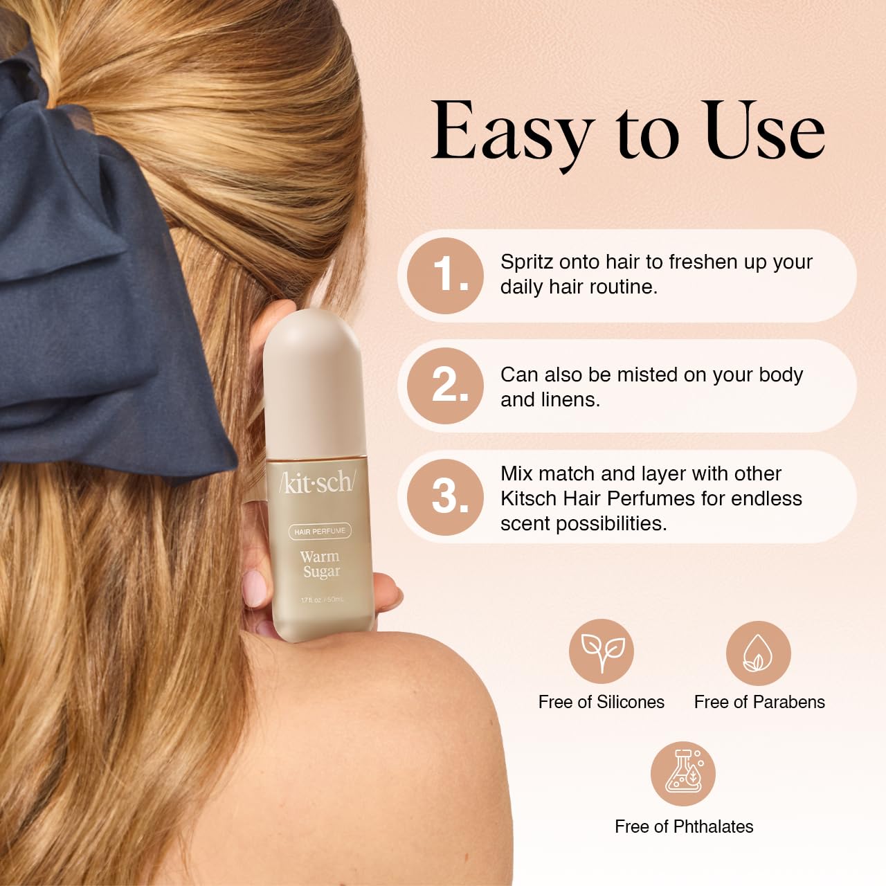 Hair Perfume for Women - Warm Sugar | Clean, Deodorizing & Patented Odor-Eliminating Technology Hair Spray & Body Mist - Freshen Hair, Body & Pillows - Pink Grapefruit & Vanilla Scent - 50Ml