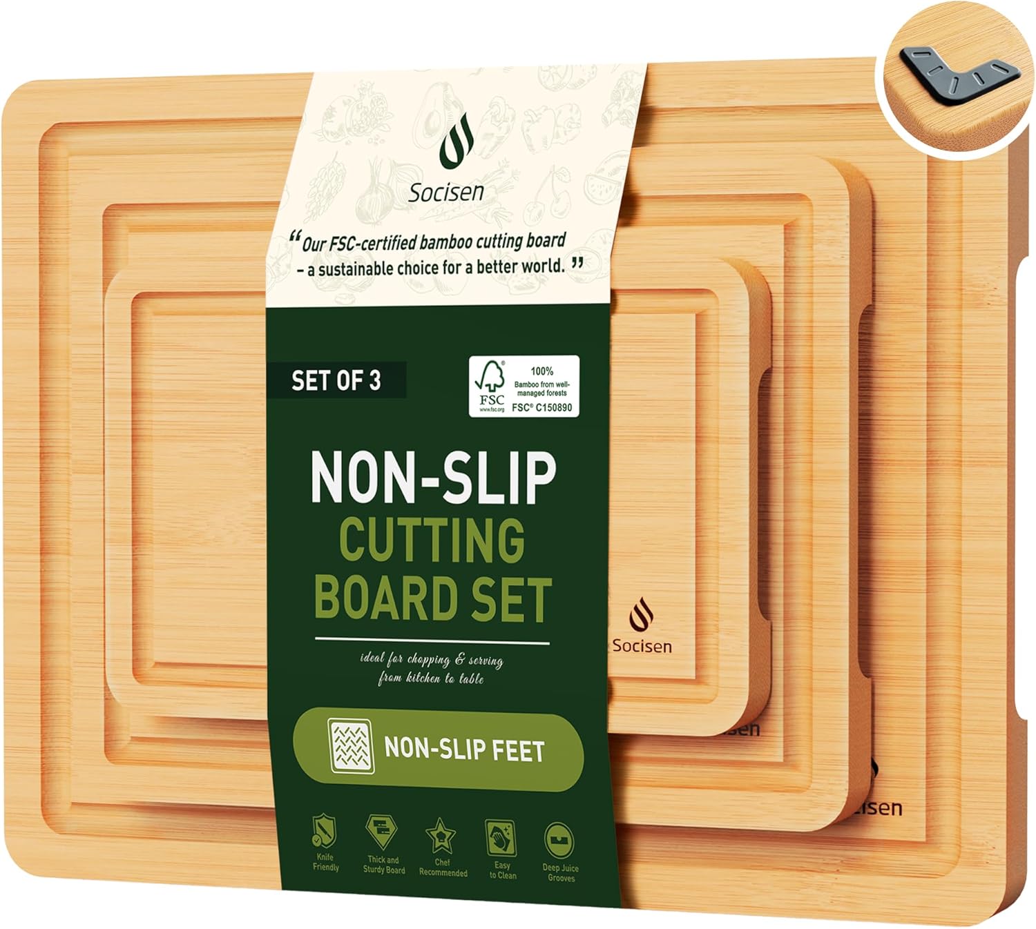 Bamboo Cutting Board Set Non Slip Feet over Sink Kitchen Gadgets Seller 2024 First Apartment Essentials New Home Must Haves Things Stuff Accessories House Warming Decor Housewarming Hostess Host Gifts