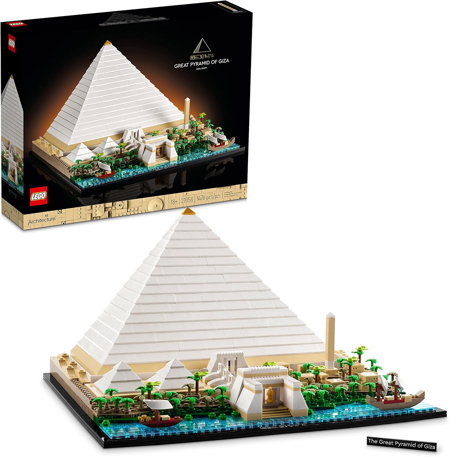 Architecture Great Pyramid of Giza Set 21058, Home Décor Model Building Kit, Creative DIY Activity, Famous Landmarks Collection