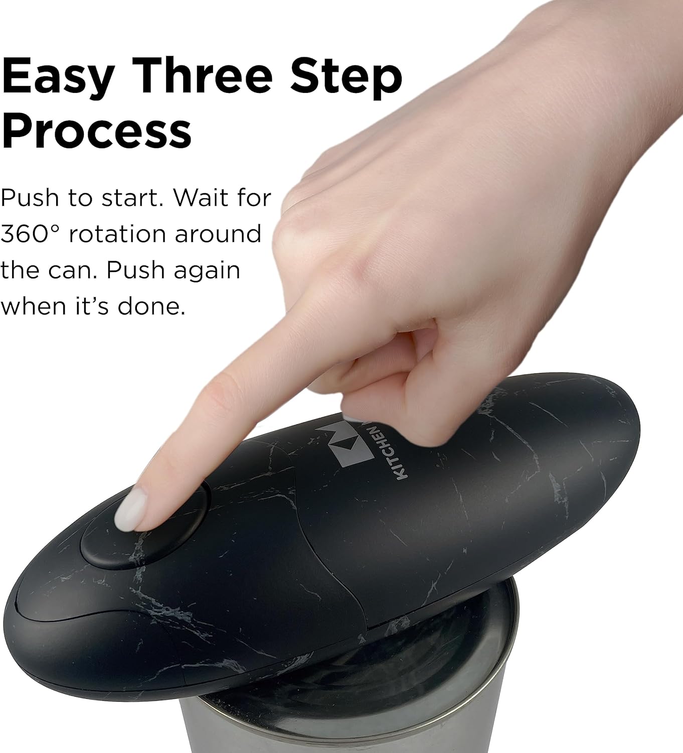 Auto 2.0 Electric Can Opener: Blade Opens Almost Any Can Pop or Soda Can - Automatic, Hands Free, Safe, Smooth Edge, Lid Remover, Battery Operated, Cordless, YES YOU CAN (Marble Black)
