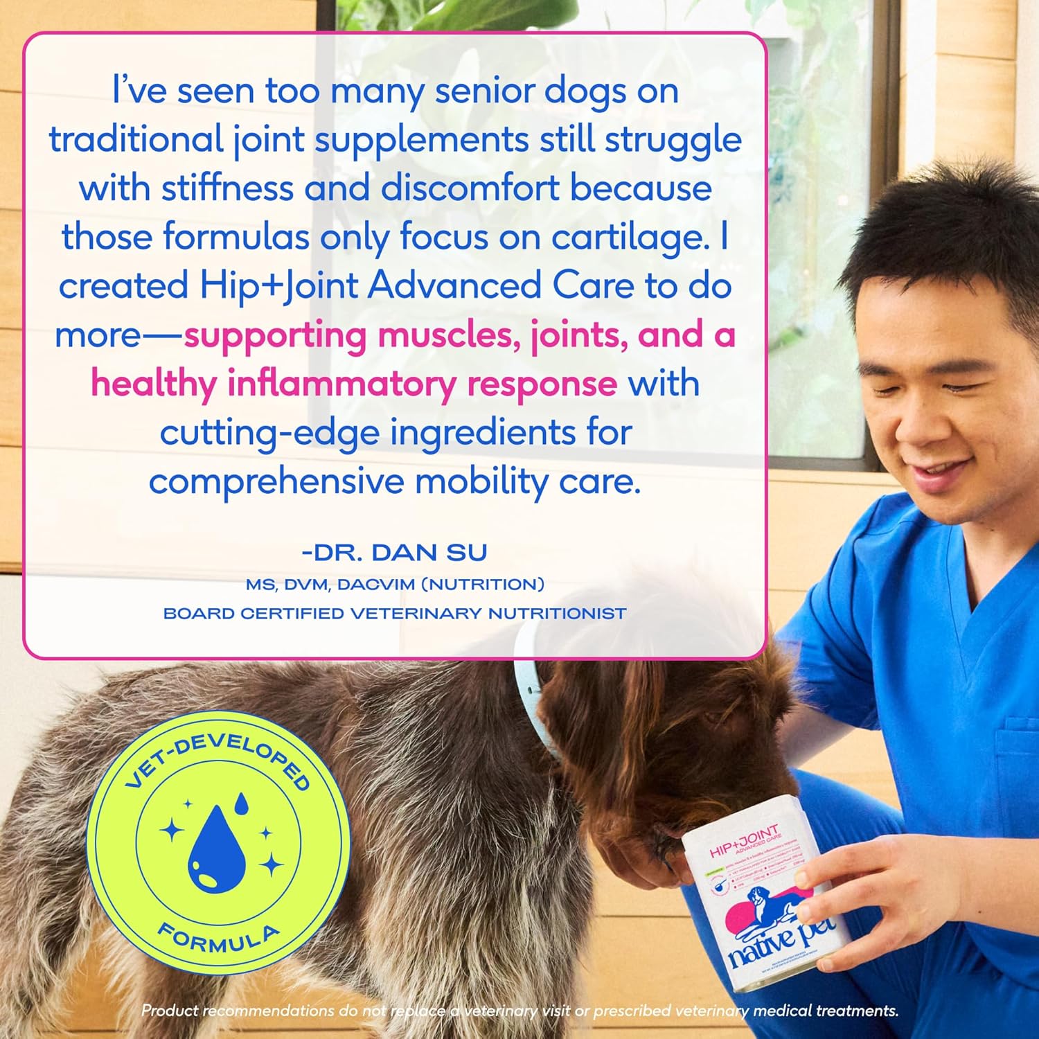 Advanced Care - Hip & Joint Supplement for Dogs - Supports Joints, Cartilage, Muscles & Anti-Inflammatory with HMB, UC-II Collagen, Green Lipped Mussel & Hyaluronic Acid - 30 Scoops