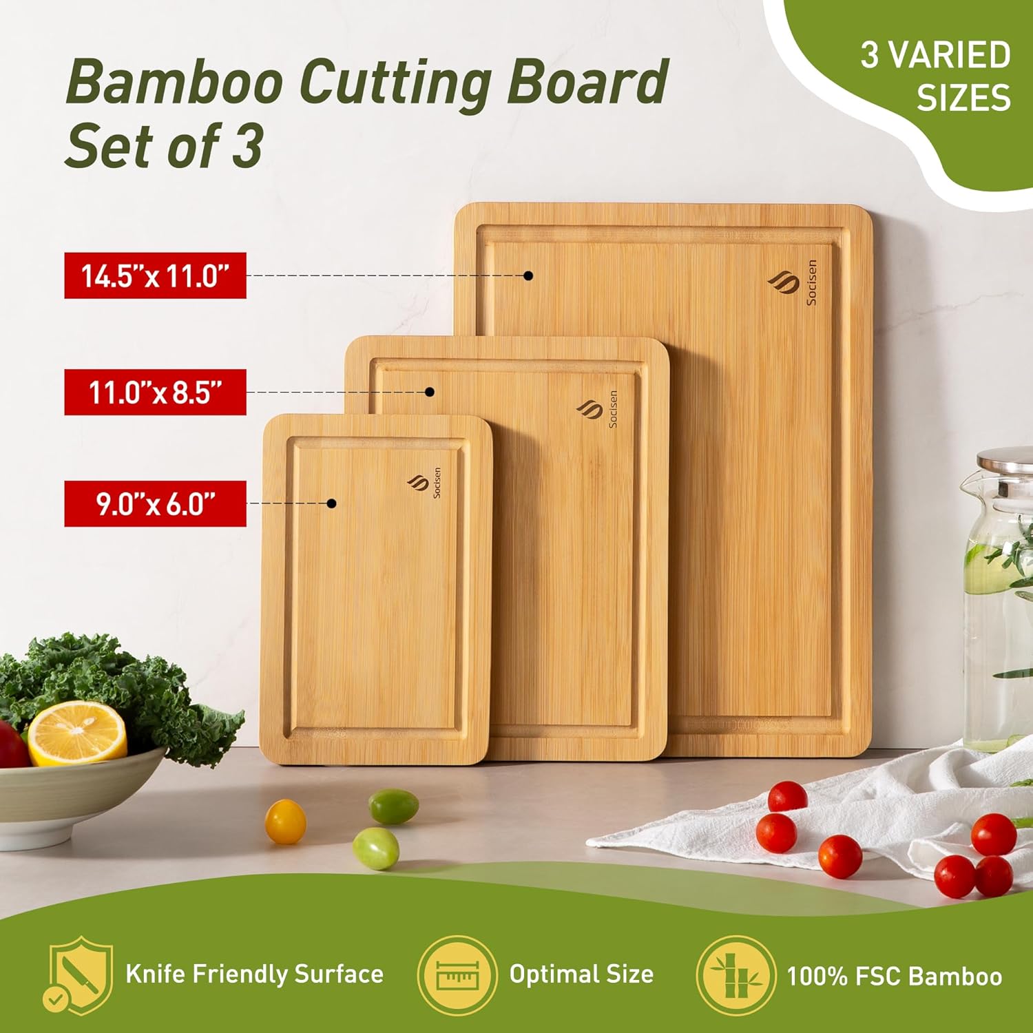 Bamboo Cutting Board Set Non Slip Feet over Sink Kitchen Gadgets Seller 2024 First Apartment Essentials New Home Must Haves Things Stuff Accessories House Warming Decor Housewarming Hostess Host Gifts