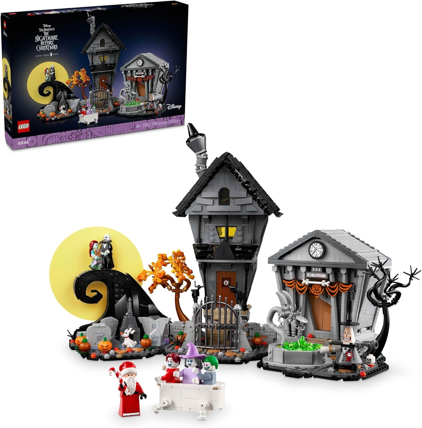 Disney Tim Burton'S the Nightmare before Christmas Decor - Building Set for Adults for Display, Ages 18+ - Collectible DIY Craft for Fans of Iconic Movie with Minifigures Included - 21351