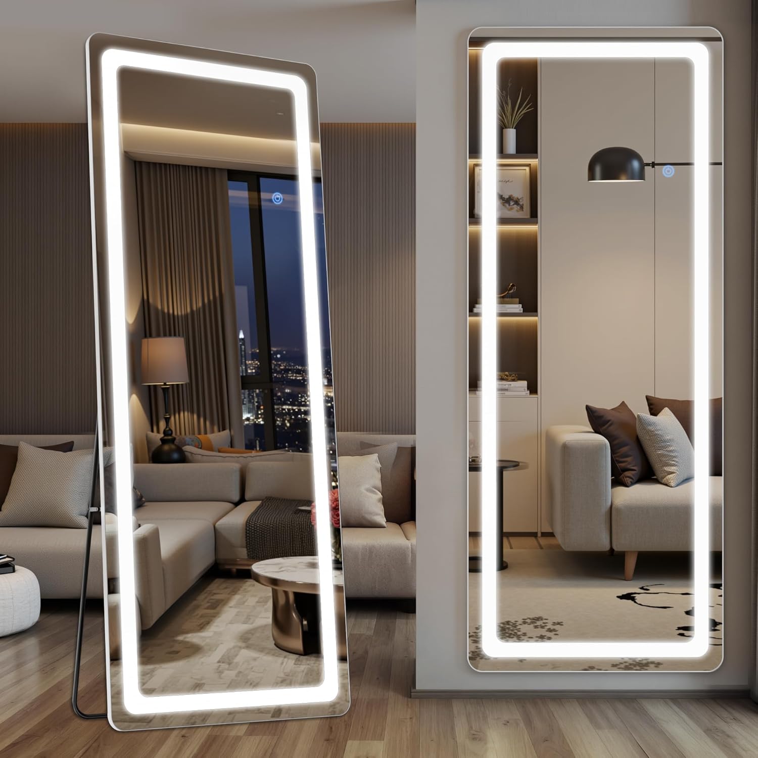 71"X28" LED Full Length Mirror, LED Mirror Full Length Lighted Floor Standing,Hanging Mirrors Floor Mirrors with Lighted for Bedroom, Livingroom, Bathroom, Rect Style