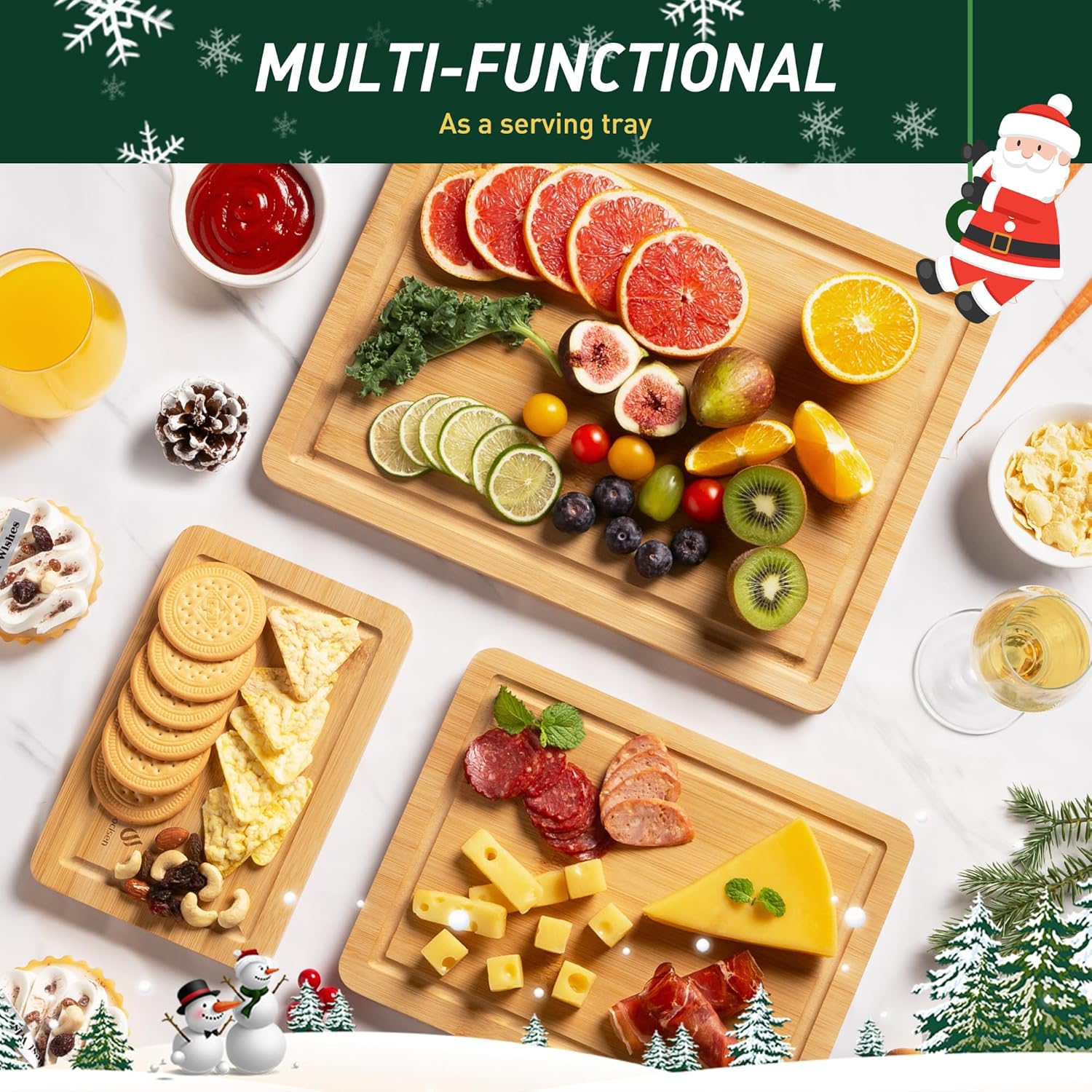 Bamboo Cutting Board Set Non Slip Feet over Sink Kitchen Gadgets Seller 2024 First Apartment Essentials New Home Must Haves Things Stuff Accessories House Warming Decor Housewarming Hostess Host Gifts
