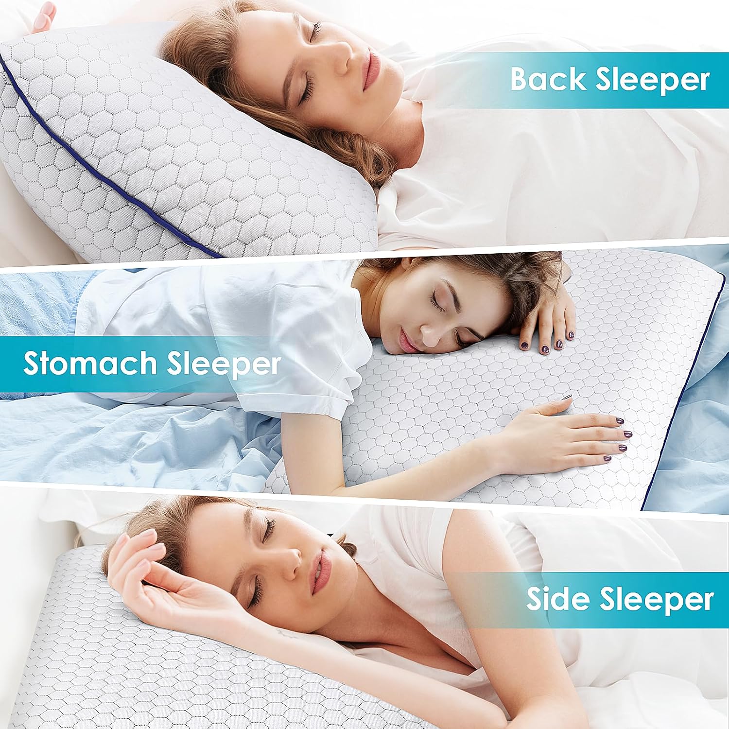Memory Foam Pillows for Side, Back and Stomach Sleepers, Bed Pillow with Washable Cover and Breathable Mesh, Bed Pillow for Sleeping Standard Size (Grey)