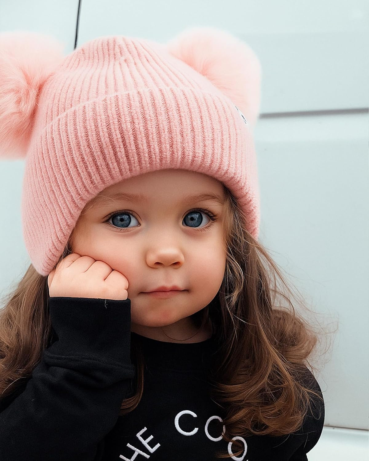 Baby Toddler Winter Hat Pom Pom Beanie Girls Boys with Fleece Lined Kids Warm Cap