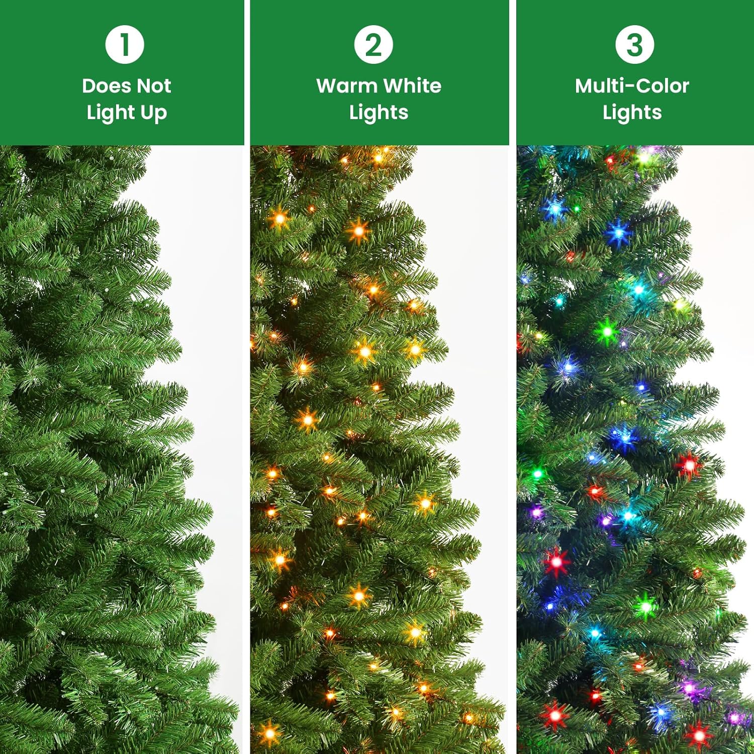 7.5Ft Prelit Artificial Classic Spruce Christmas Tree with Remote Control,470 Warm White & Multi-Color LED RGB Lights, 1264 Branch Tips,7.5 FT Perfect Choice for Home Xmas Decoration,Green